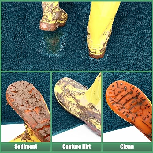 Miniatura 4 de IM HOME Alfombra absorbente de chenilla para puerta exterior de 48" x 30", tapetes para puertas fangosas lavables para perros, alfombra