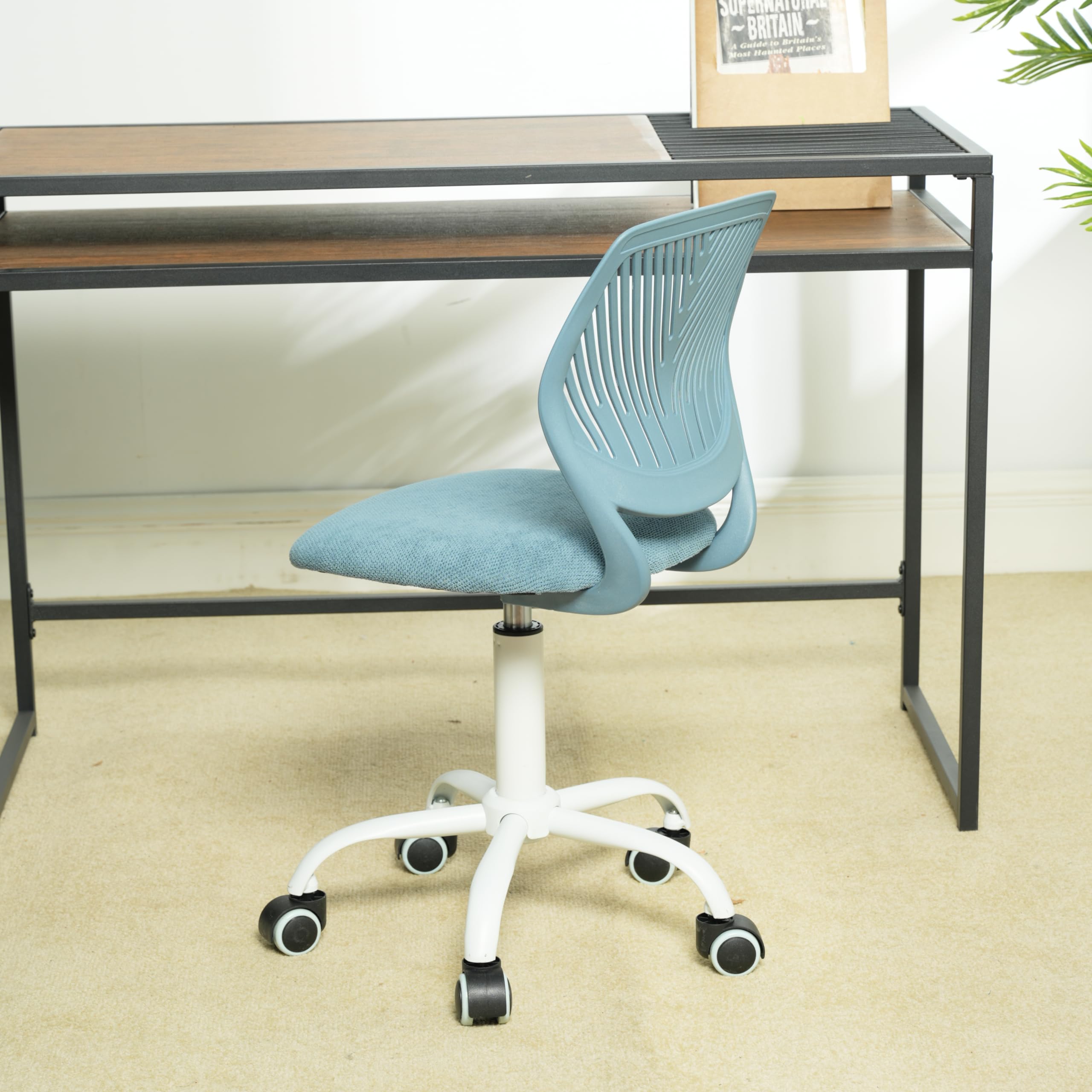 FurnitureR Sedia Ergonomica Girevole Da Ufficio E Studio, Regolabile In Altezza (41-53cm), Con Schienale In Rete E 5 Ruote, Colore Caramello - 2