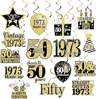 36PCS Black Gold Birthday Decorations for Women Vintage Hanging Swirls Party Streamers Supplies Ceiling Hanging Retro Decor for 30th 40th 50th 60th 70th 80th 90th Birthday Party Favors-Color 03