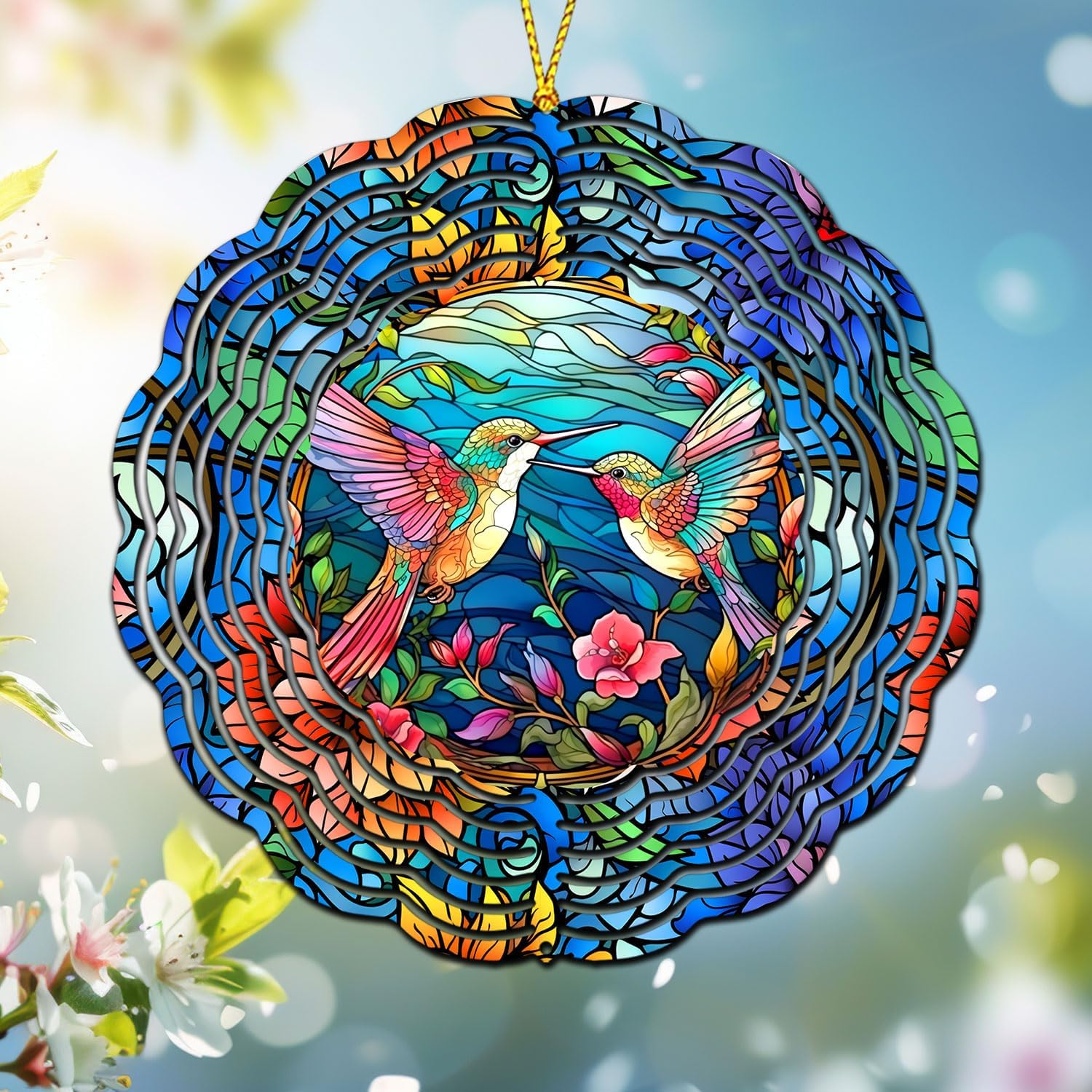 Outdoor Hummingbird Wind Spinner, Wind Spinners Outdoor for Garden Decoration, 10 inch Stainless Steel Wind Sculpture