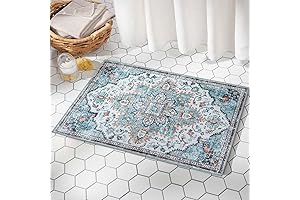 Ultra-Thin Boho Blue Bathroom Rug