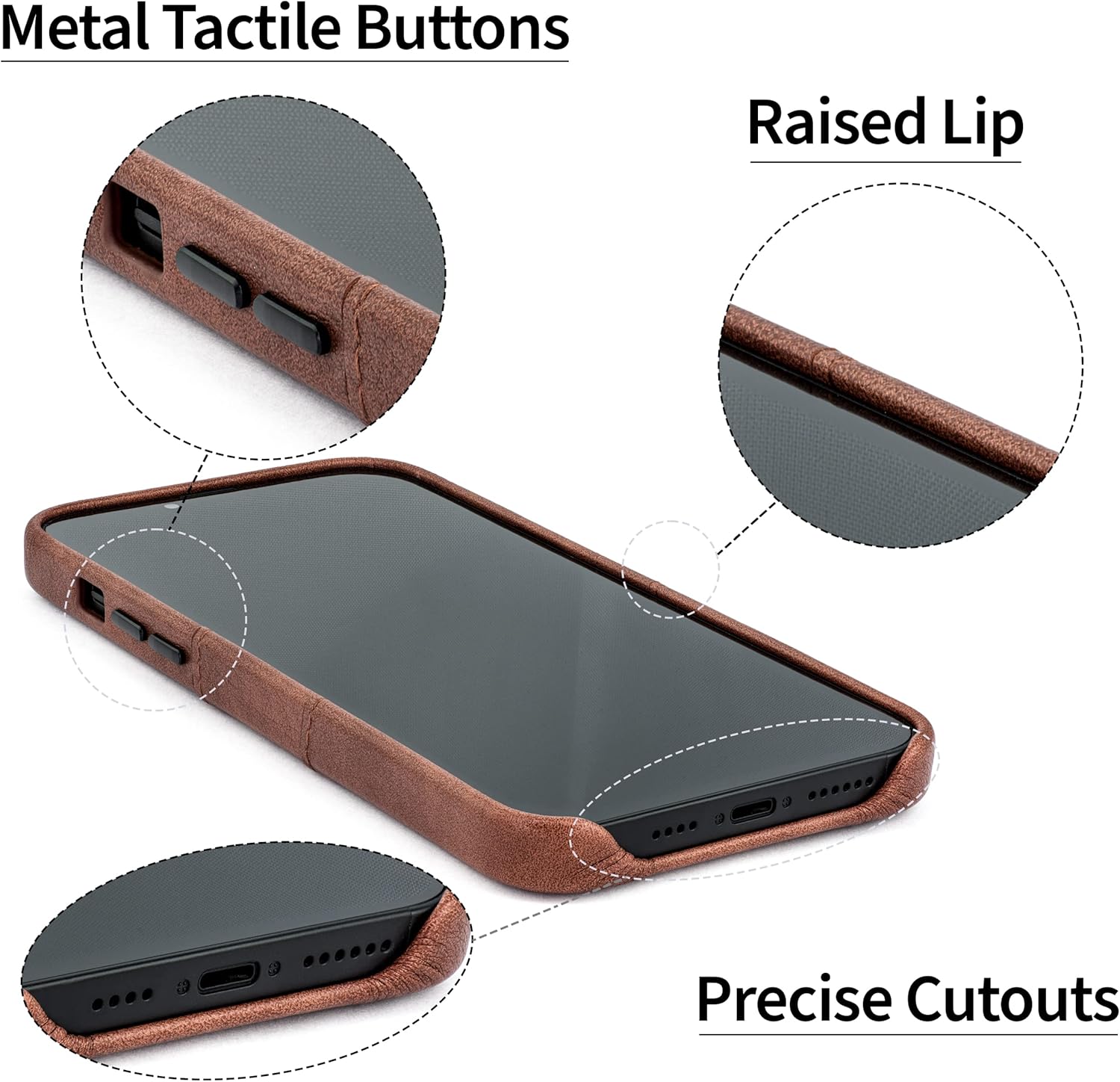 Dockem Card Case for iPhone 14 Pro with Built-in Metal Plate for Magnetic Mounting & 2 Pockets: Exec M2 Premium Synthetic Leather Wallet Case (iPhone 14 Pro, Brown) - Image 5