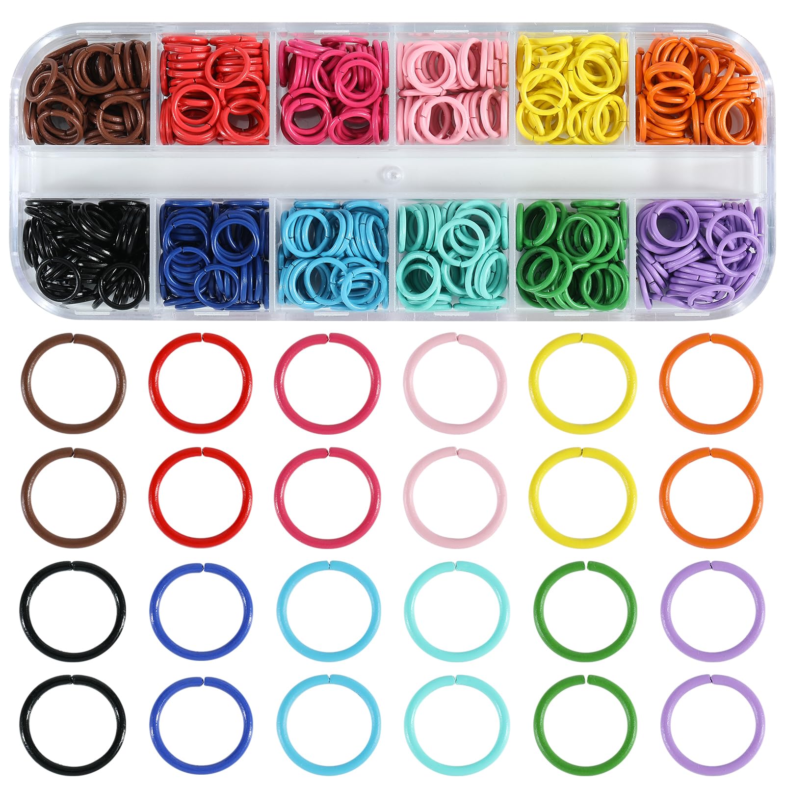 HUAAPLEVLA 8mm Iron Jump Rings for Jewelry Making, 12 Colors, 540 Pcs