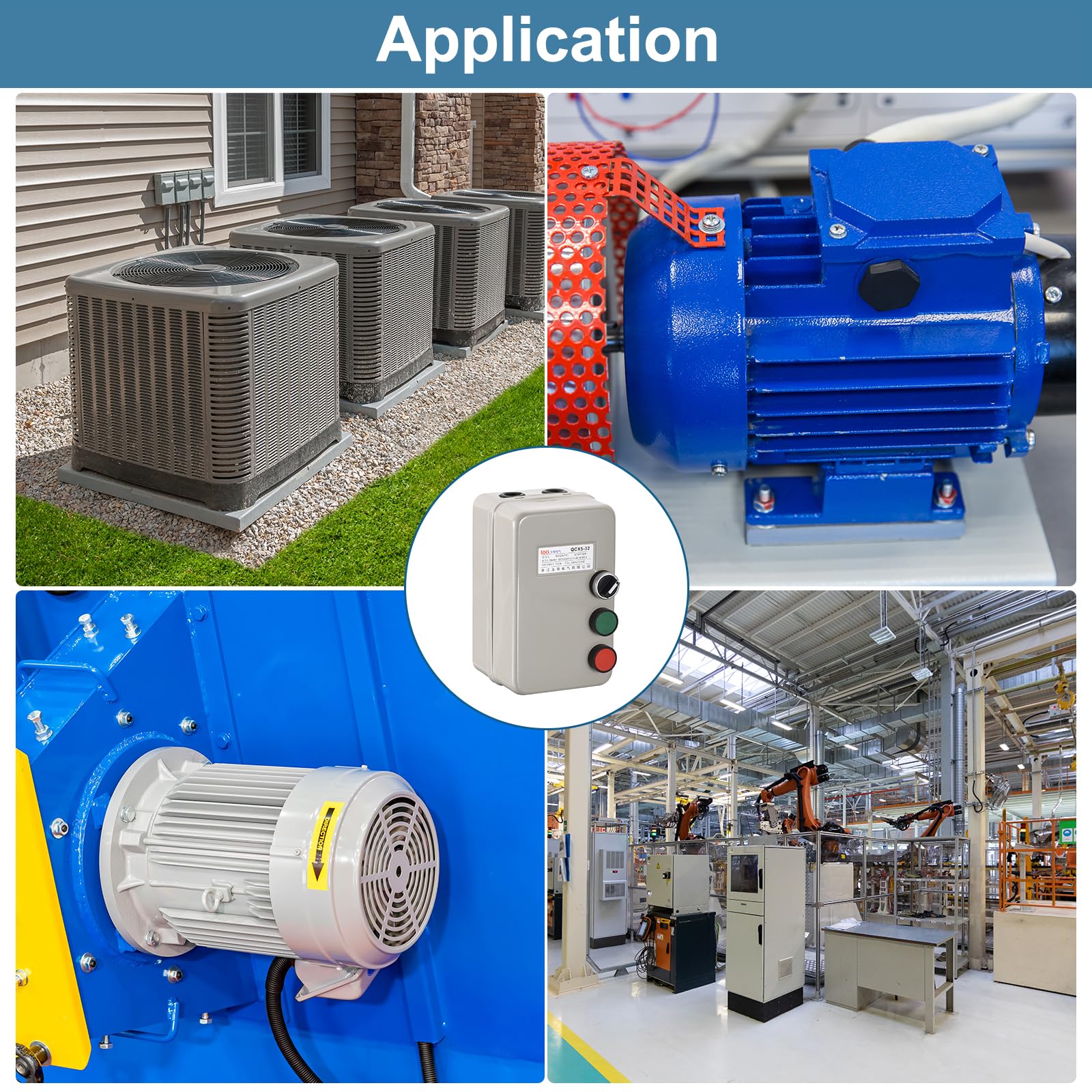 QUARKZMAN Démarreur de Moteur Électrique Magnétique 380 V 5,5 Kw 7,5Cv, Démarreur de Moteur à Interrupteur Magnétique Triphasé pour Compresseur D'Air