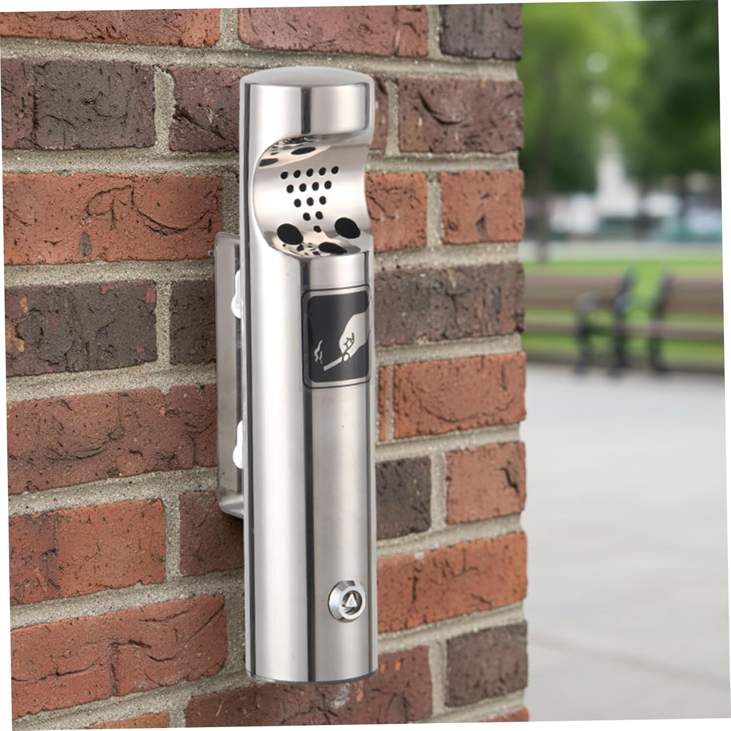 Wall Mounted Stainless Steel Trash Can, Vertical Cigarette Ashtray Bin for Outdoor Patio Hotel