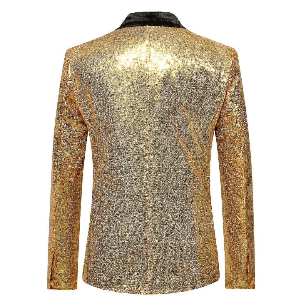 Chaqueta de traje de lentejuelas para hombre, corte ajustado, blazer de ocio, un botón, lentejuelas, traje de carnaval para bodas, fiestas, festivos, espectáculos escénicos, disfraz