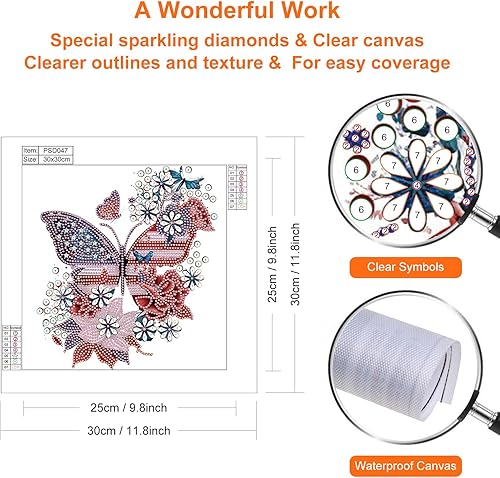Miniatura 10 de Stalente Kits de pintura de diamantes para adultos, mariposa, kits de arte de diamantes de forma especial 5D para principiantes, pintura de