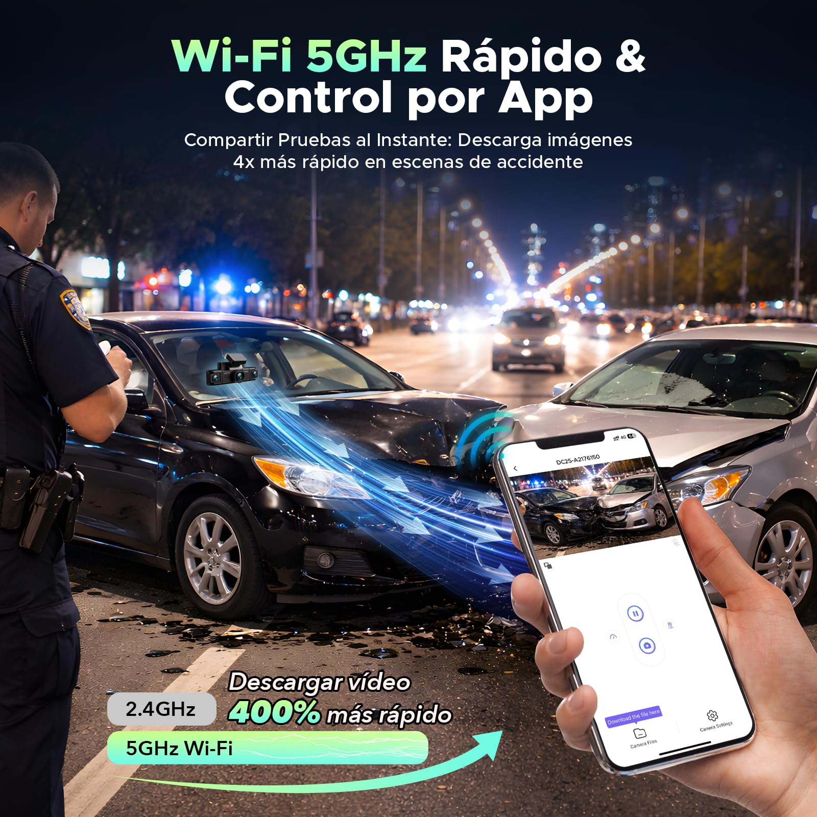 LAMTTO 4 Canales Dashcam para Coche 360 Grados, Dash Cam 2K Delantera 1080P Trasera Interior Lateral Cámara de Coche con App WiFi de 5GHz, Supervisión de Aparcamiento 24/7, Sensor G y Visión Nocturna