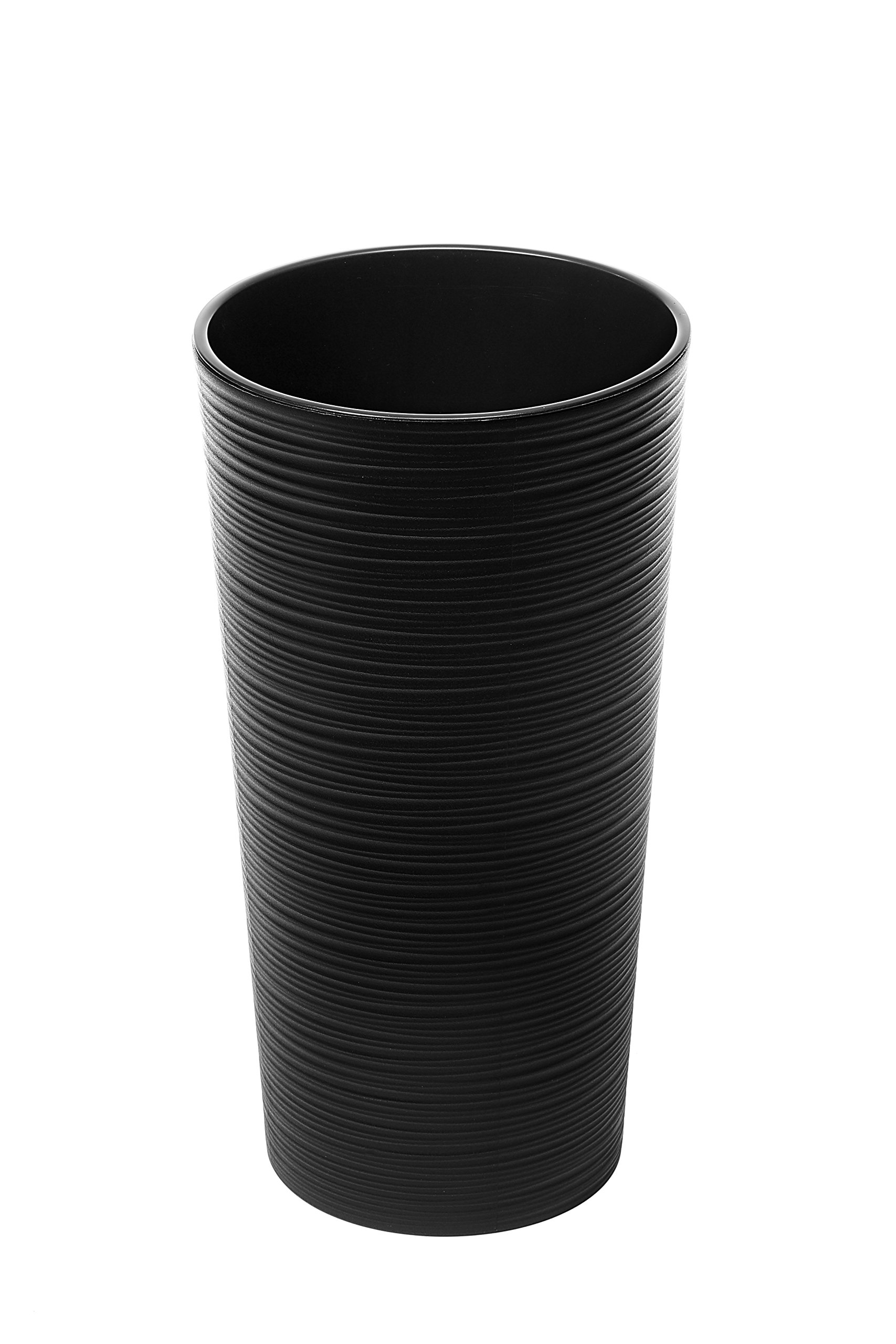Textured Round Flower Pot - Insert Planter with Plant Pot, Indoor/Outdoor (Black, 30cm x 57cm) — image 1