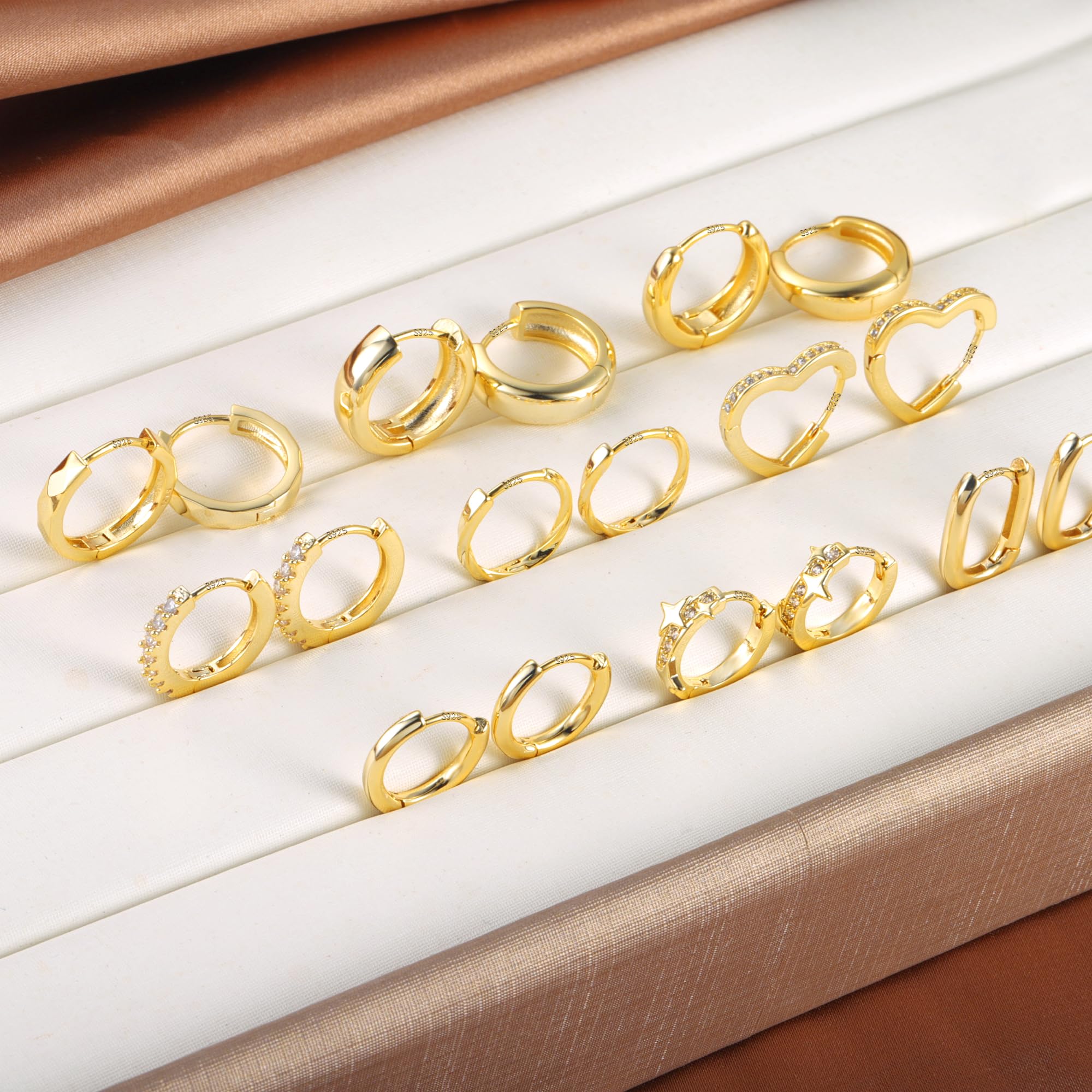 ALEXCRAFT Piccoli Orecchini a Cerchio, Orecchini Per Polsini Auricolari Da Donna, Orecchini a Cerchio Intrecciati Da Donna, Orecchini a Cerchio Spessi Vintage Ipoallergenici In Oro e Argento (9 Paia)