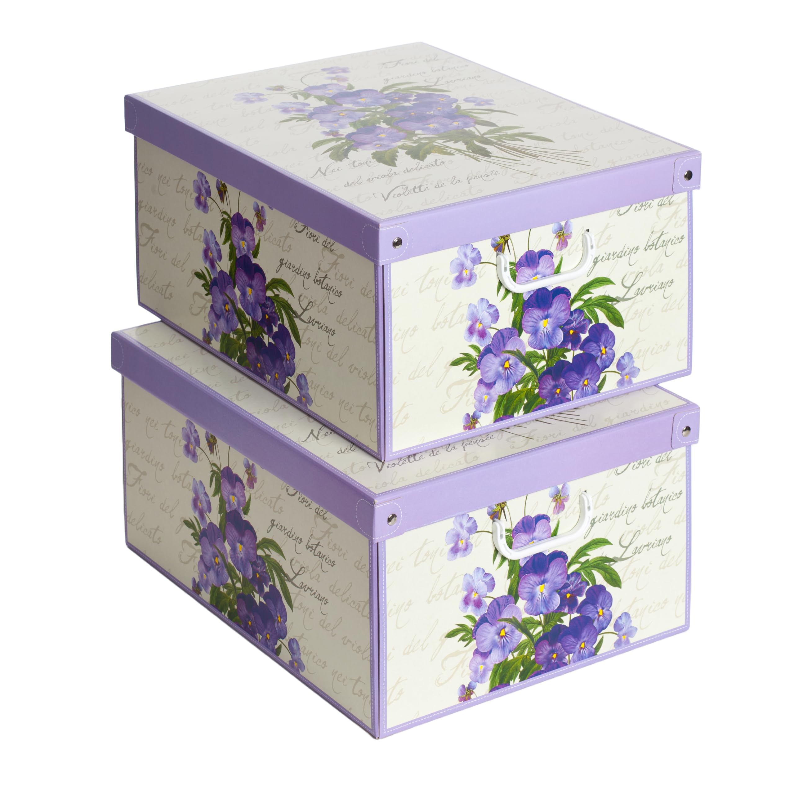 Lavatelli Violets – Set of 2 Scented Cardboard Storage Bins with Handles