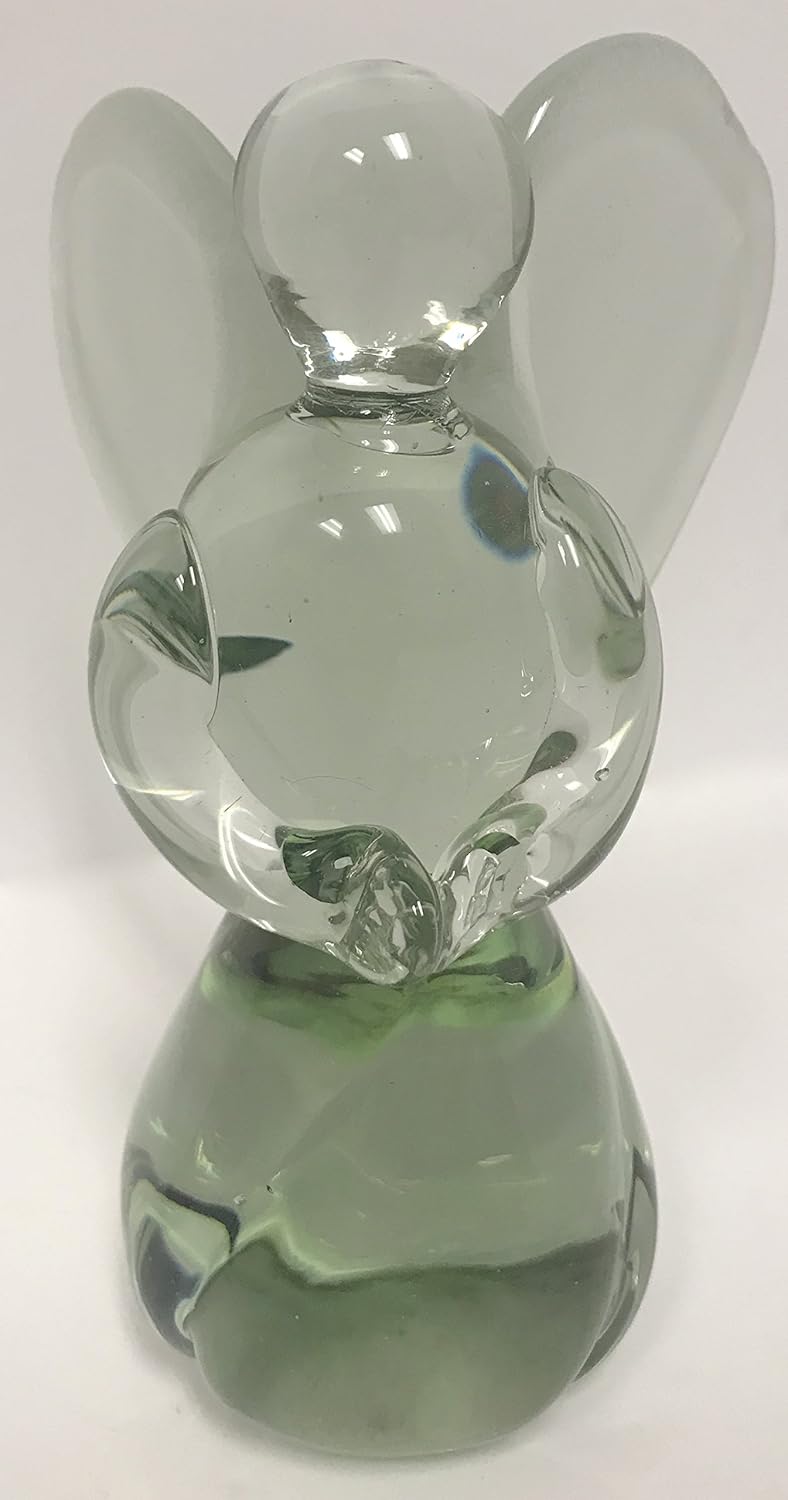 HomeCreated Lead Crystal Angel Figurine Handmade Ngwenya Glass 6" Tall Home