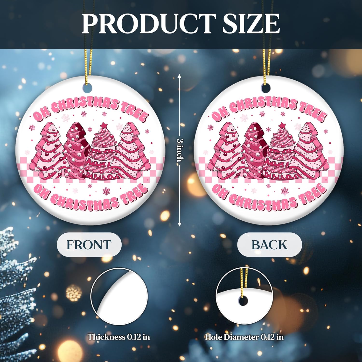 Gift for Girls Ornament 2025, Oh Christmas Tree Ornament – Cute Pink Christmas Tree Decoration, Sweet Treat Cookie, Fun Holiday Décor Gift for Girls, Friends, or Pink Lovers - Image 7