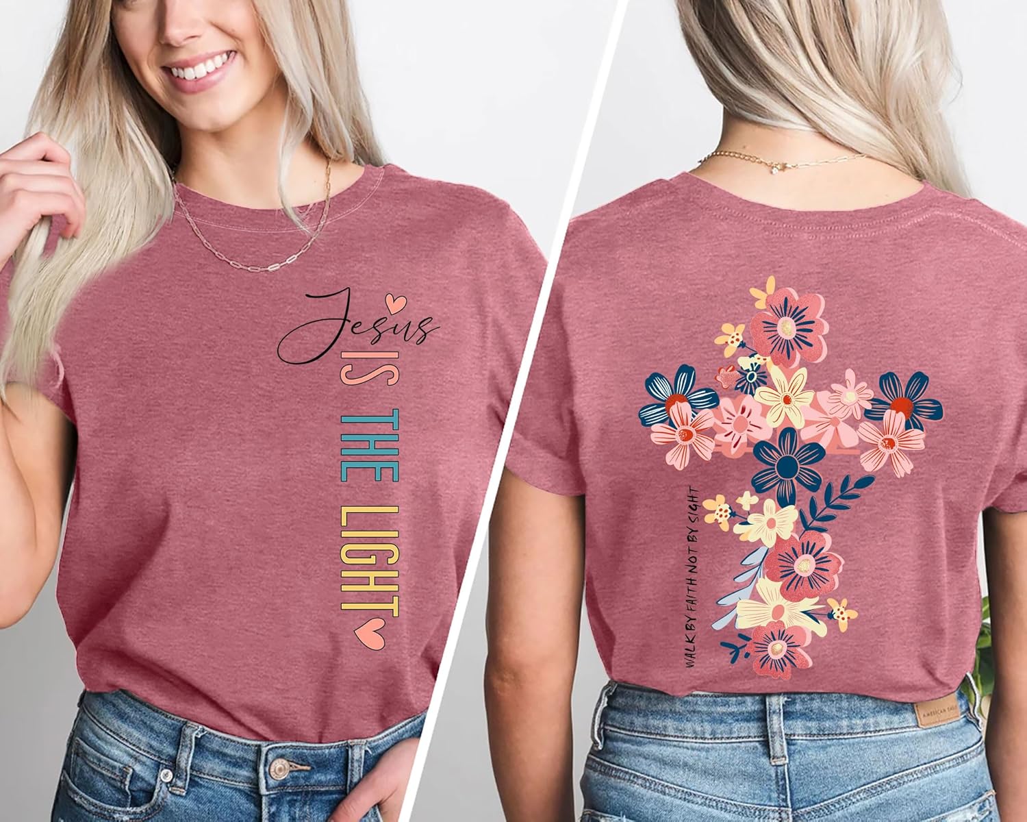 Christian Shirts for Women: Floral Christian Graphic Tees Bible Verse T Shirt Religious Short Sleeve Tops - Image 4