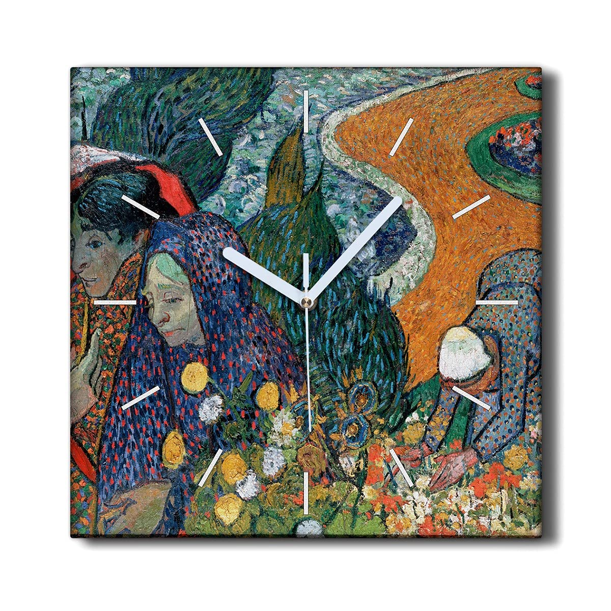 Horloge sur Toile 30x30cm Jardin à Etten pour Décoration Murale de Salon