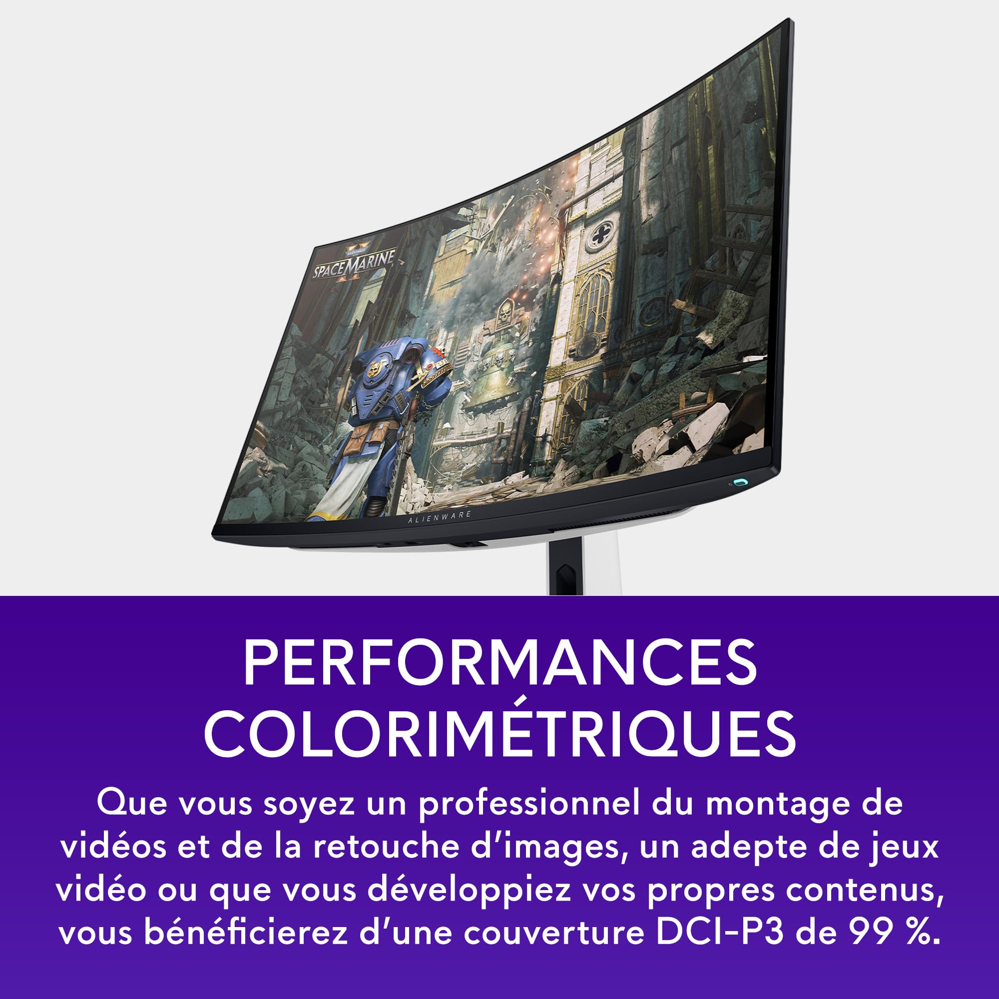 Alienware AW3225QF 32" 4K UHD (3840x2160) 1700R Écran PC Gaming Incurvé, 240Hz, QD OLED, 0.03ms, Compatible NVIDIA G-Sync, HDR, Dolby Vision, USB-C, DisplayPort, 2X HDMI, 4X USB, Garantie 3 Ans