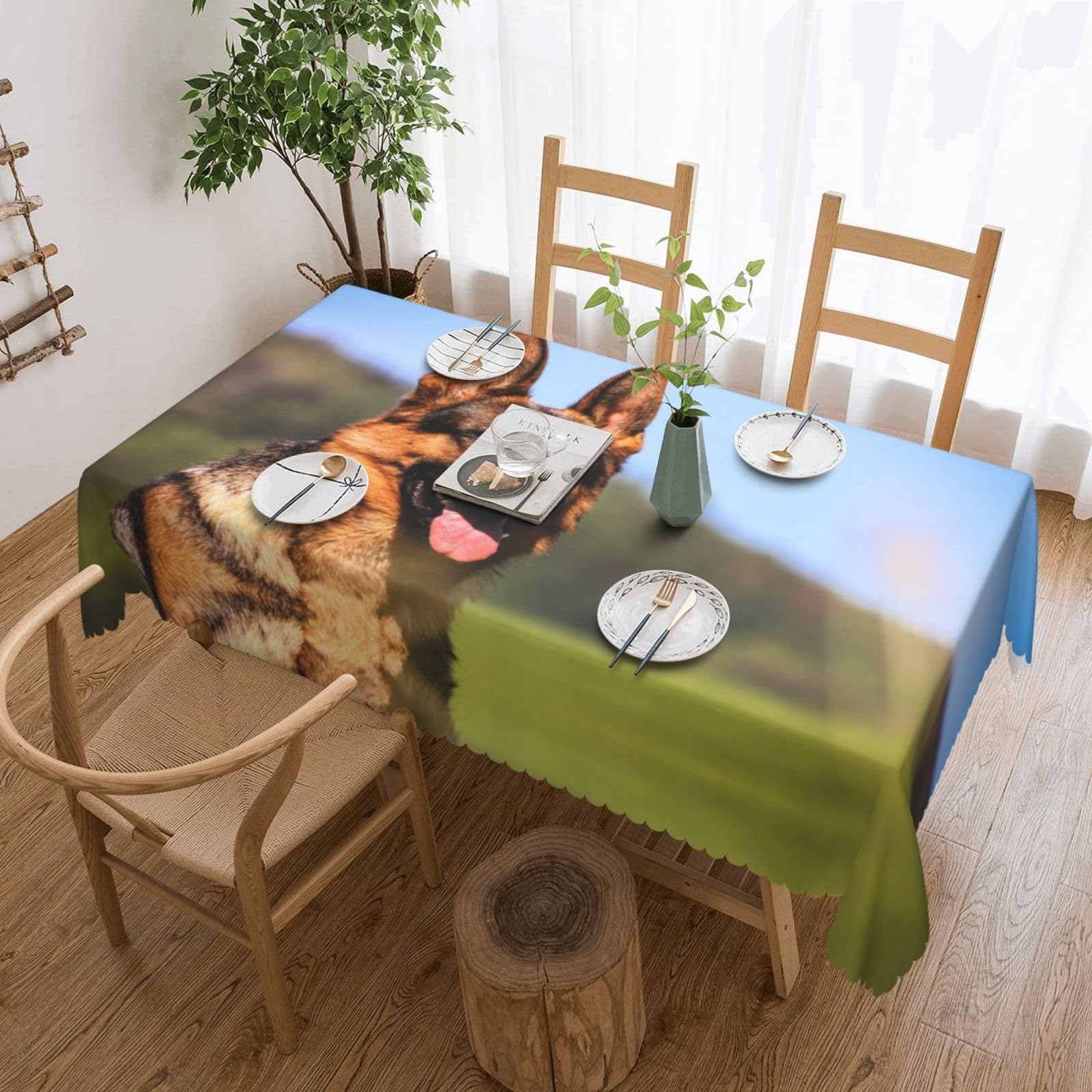 Nappe rectangulaire lavable imprimé chien berger pour table à manger