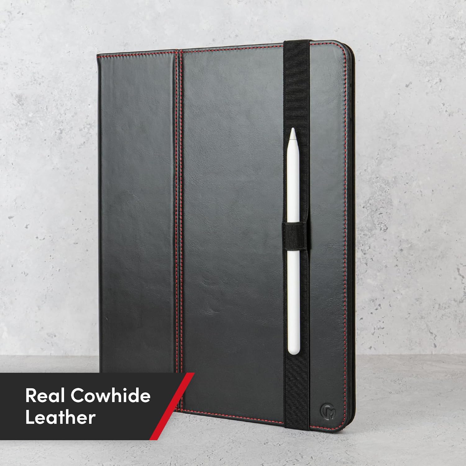 Casemade Real Leather Case Compatible with iPad Pro 13” M5 (2025)/M4 (2024) - Full-Grain Leather Cover, Auto Sleep/Wake, Dual Stand Position (Black)