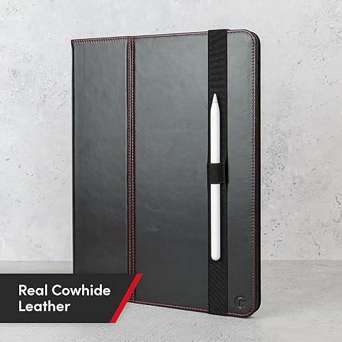 Miniatura 3 de Casemade Funda de cuero real para iPad Pro de 12.9 pulgadas (modelos de 56 generación 20212022), funda delgada de primera calidad, funda inteligente
