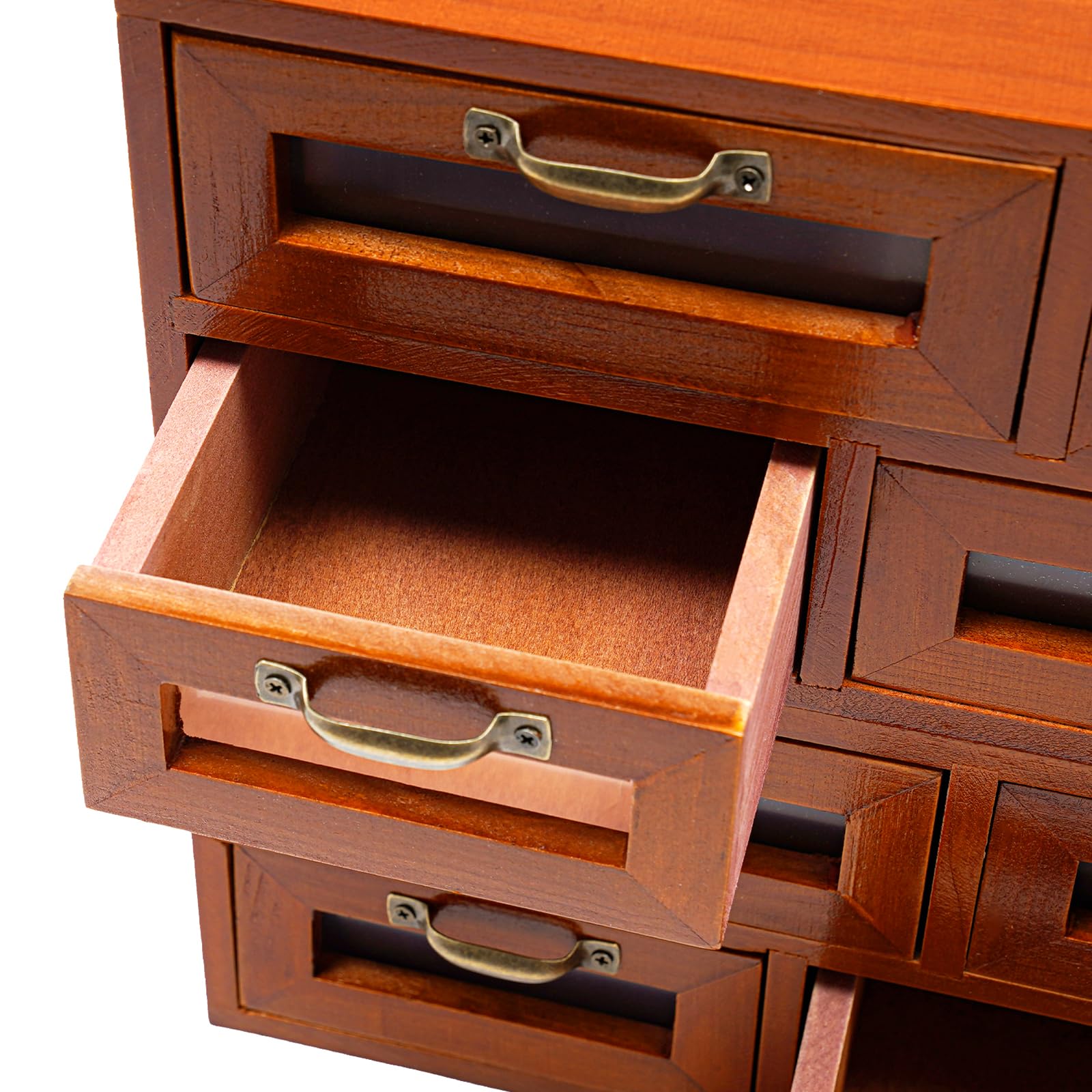 4 armadietti vintage in legno, 16 cassetti con finestra a vista, organizer da scrivania per ufficio e bricolage, cassettiera retrò per piccoli oggetti, contenitore