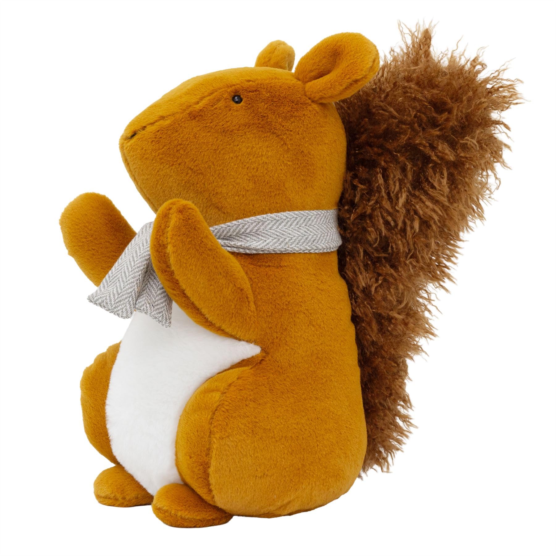Carousel Home Orange Fern The Squirrel Doorstop | Fabric Animal Door Stop | Decorative Weighted Squirrel Door Stopper With Bushy Tail - 27Cm