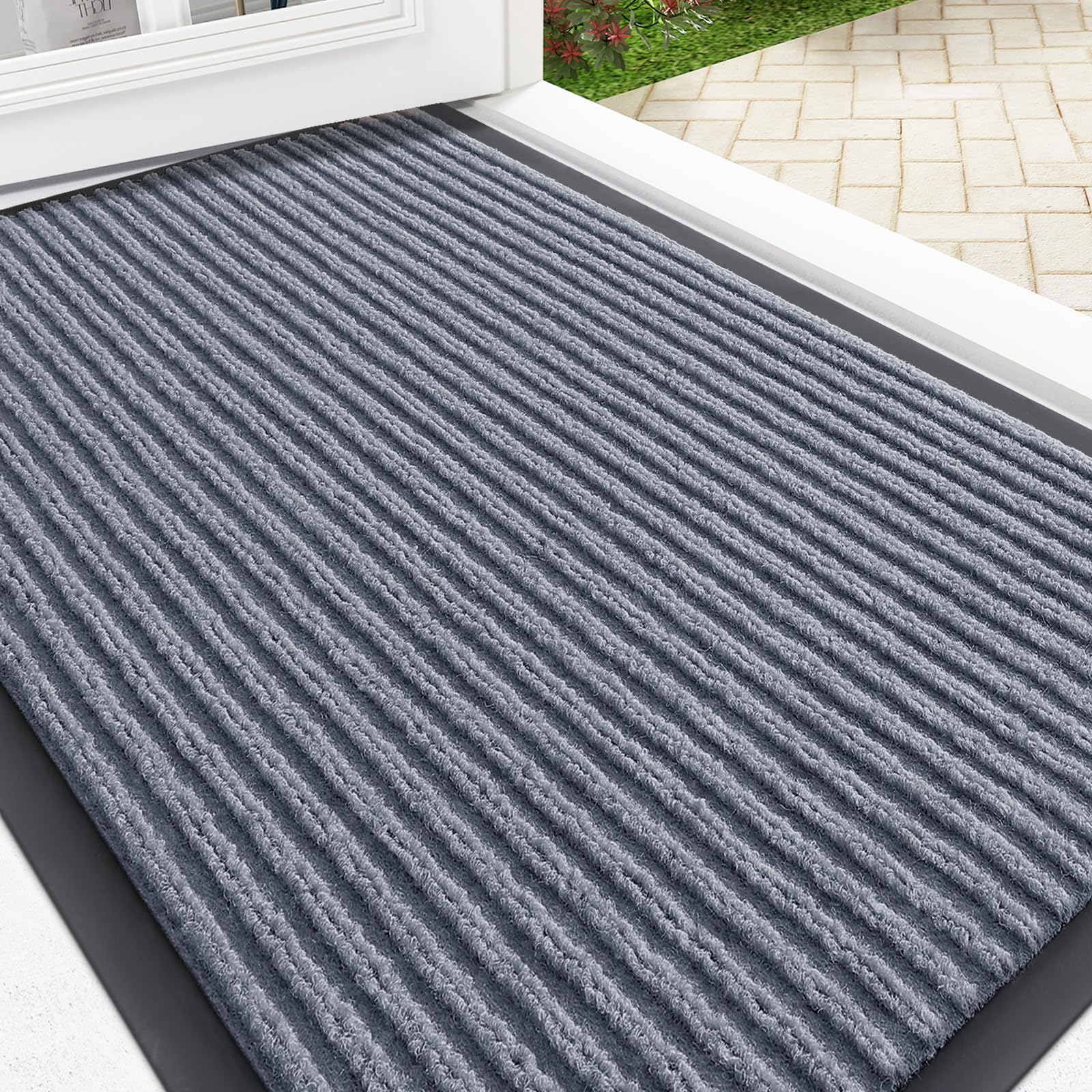 OLANLY Front Door Mat Indoor Outdoor Entrance, Waterproof Heavy Duty Doormat, Fade Resistant, Low Profile, Easy Clean Patio Porch Welcome Floor Mats for Entry, 29.5x17, Beige — view 18
