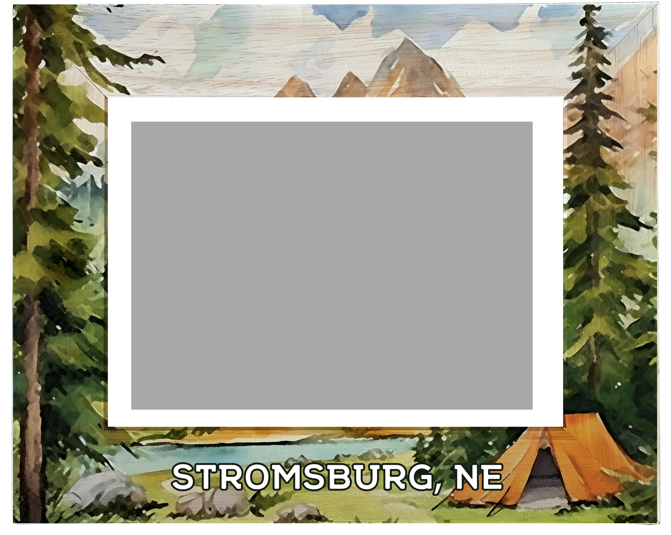 R and R Imports Stromsburg Nebraska Souvenir Wooden Photo Frame Camping Tent Design Horizontal