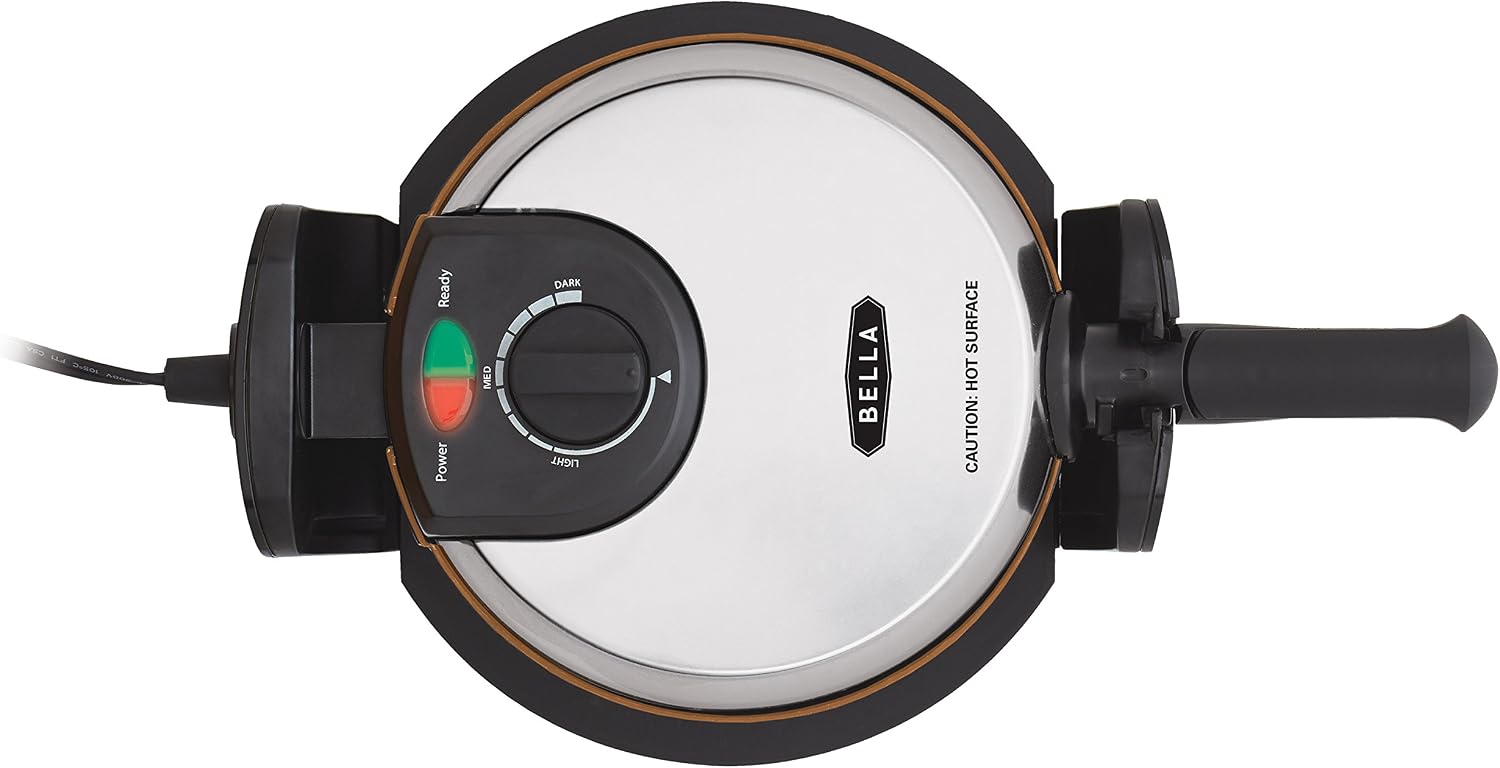 BELLA Copper Titanium Coated Rotating Belgian Waffle Maker, Stainless 1000 Watt 14608