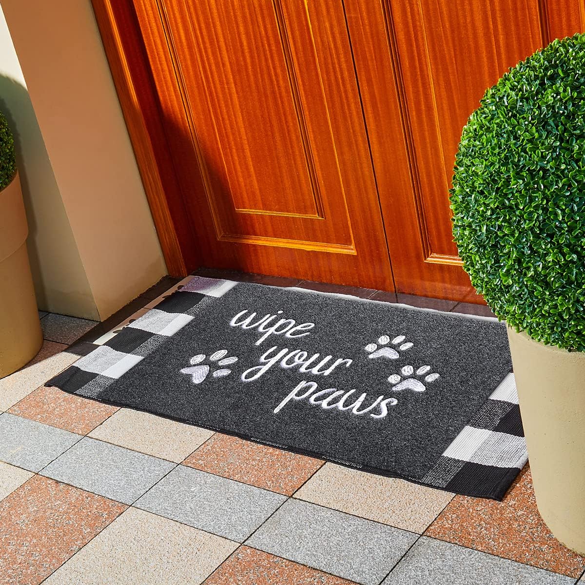 Large Welcome Door Mat, 24x36 - Durable Non-Slip Rubber, Funny 'Wipe Your Paws' Entrance Mat