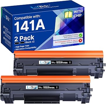 LxTek 141A W1410A Toner Cartridge Compatible Replacement for HP 141A Black LaserJet Toner Cartridge 141X W1410X Use for HP LaserJet M110w M140w MFP M139W Printer with CHIP, 2 Black