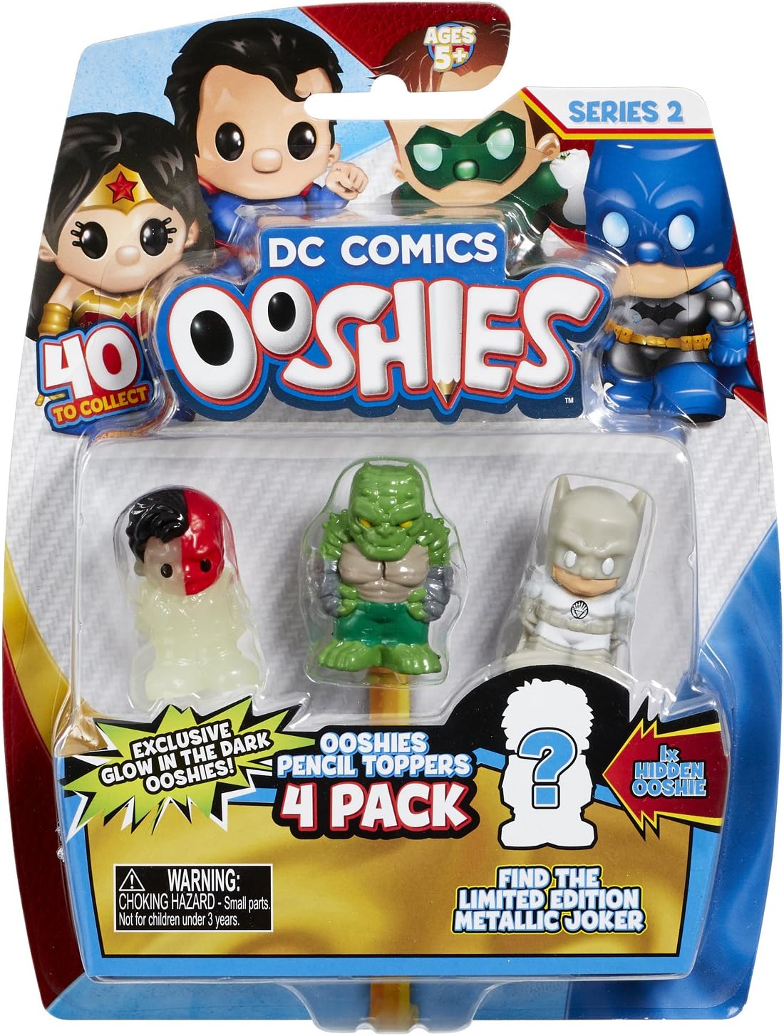 Ooshie Series 2 DC Comics Pencil Topper and Action Figure, 4 pcs (76608)