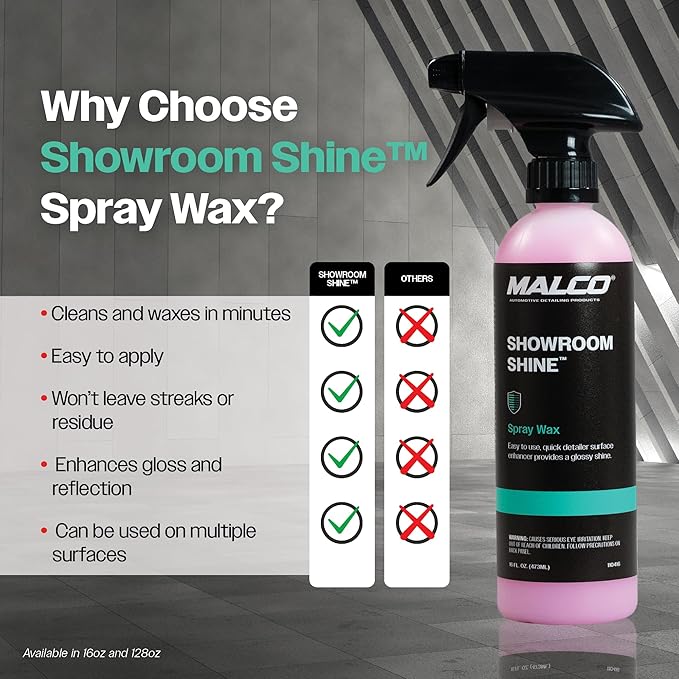 Cera en Spray Malco Showroom Shine para Autos 128 Fl Oz miniatura 5