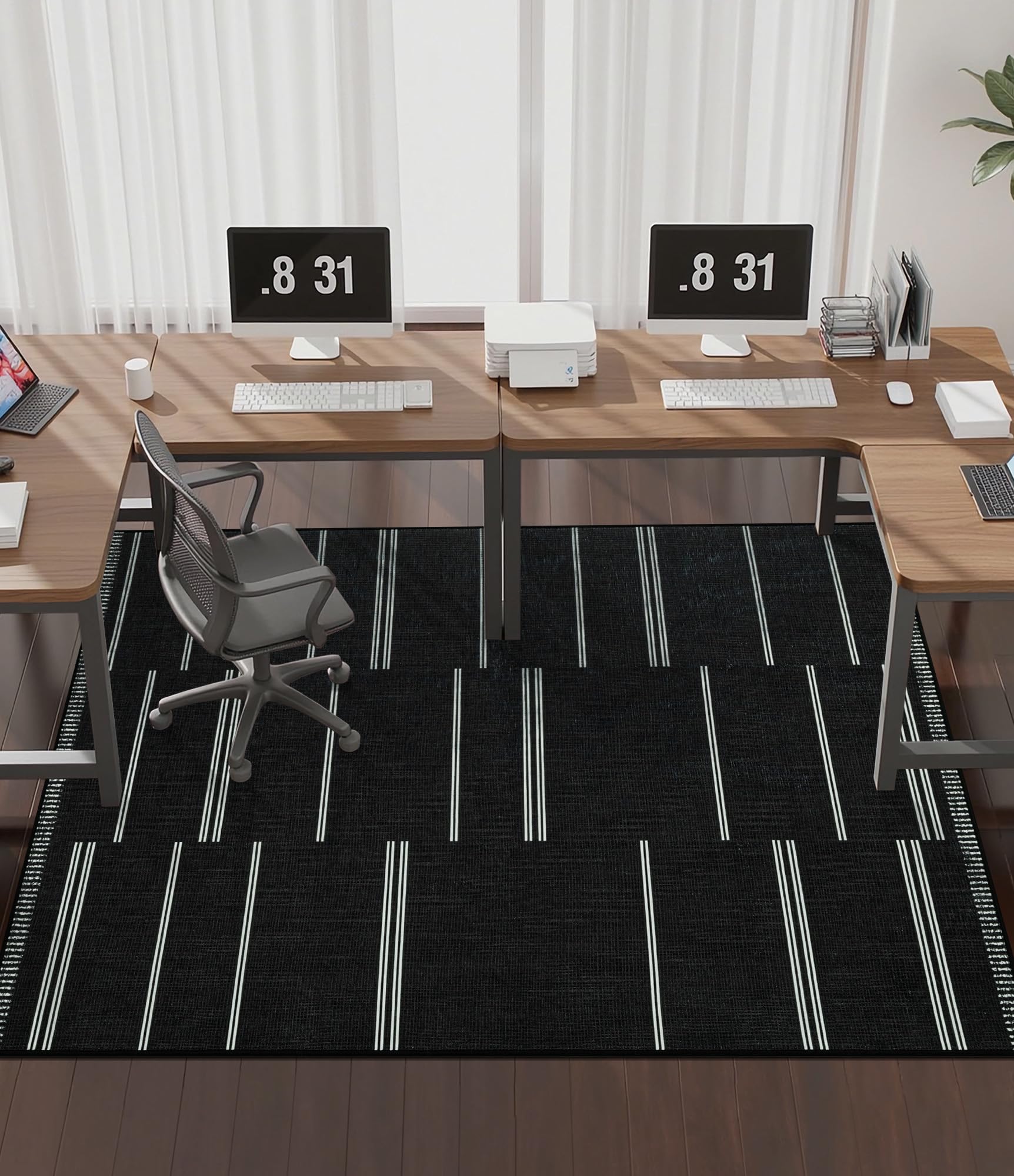 chakme Office Chair Mat for Hardwood Floor, 72"x48" Easy Glide Computer Desk Mat Protector for Rolling Chair Under Desk Rug Nonslip Backing, Machine Wash, (Stripes)
