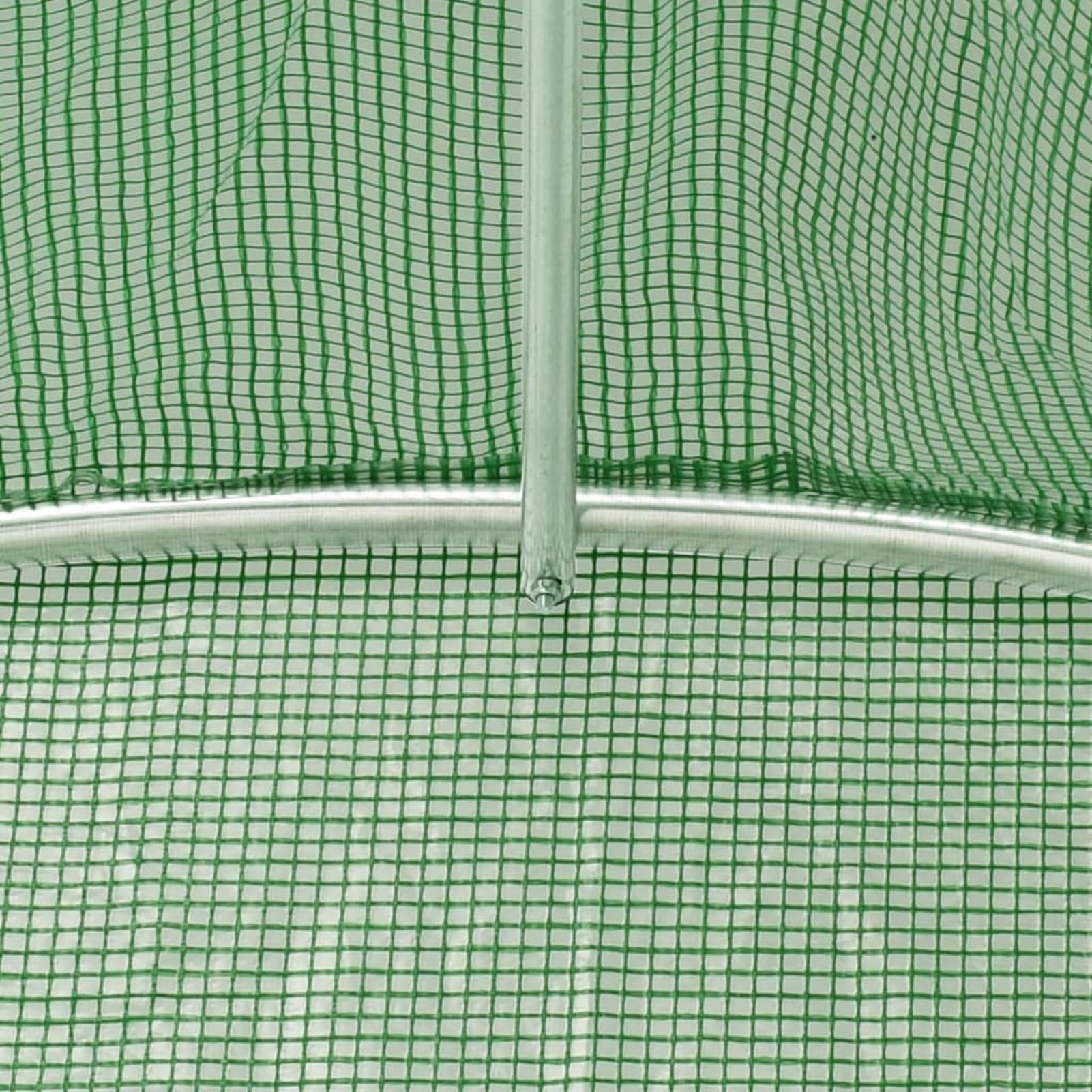 Szklarnia 450 x 300 x 200 cm – 13,5 m², duży domek na rośliny z siatki PE 140 g/m² i ocynkowanej stali, zielona, z okienkami wentylacyjnymi, do uprawy warzyw i owoców