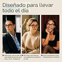 Vista 6 de miyya Gafas de luz azul para mujeres y hombres – Monturas gruesas de gran tamaño bloqueador de luz UV y azul, accesorios elegantes para gafas