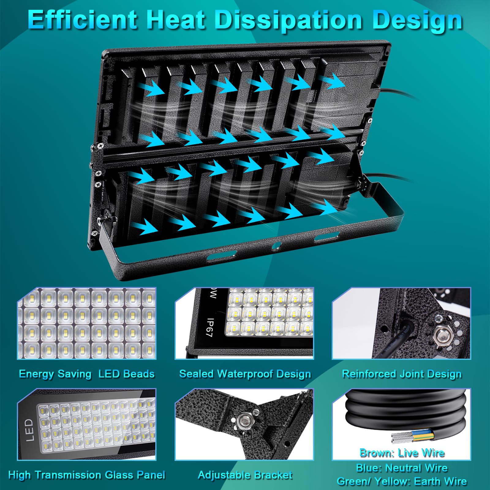 LED Strahler Außen 400W, 46000LM Led Flutlichter 7000K Kaltweiß Scheinwerfer Außenstrahler IP67 Wasserfest LED Fluter außen für Garage Farm Fabrik Lager Stadion