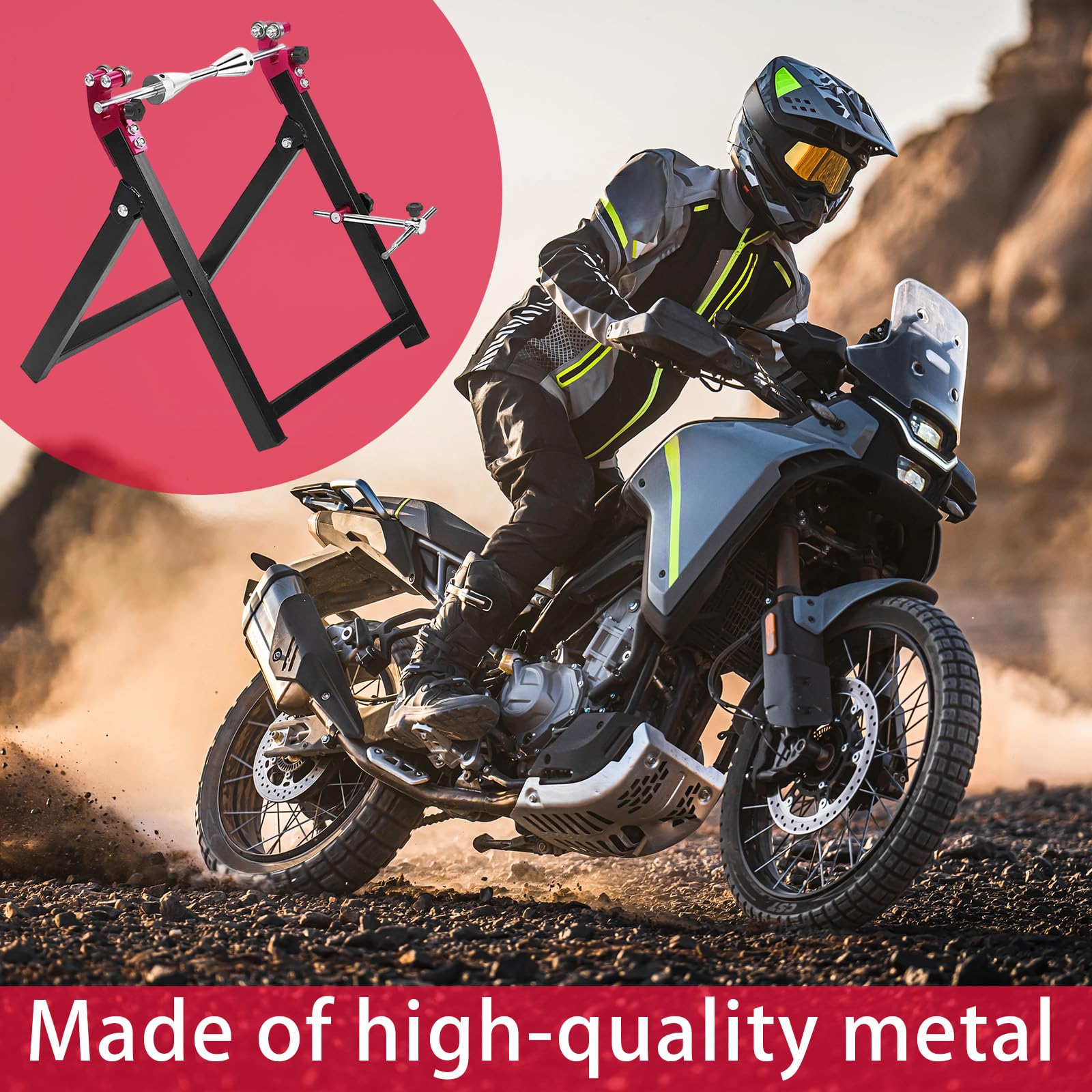 Équilibreuse Pneu Moto - Support Pliable Pour Roues 5 X 23 Pouces, Avec Accessoires Complets
