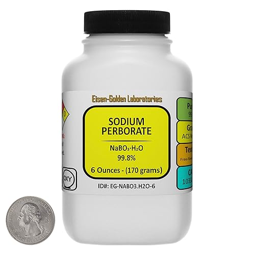 Perborato de sodio NaBO3.H2O 99.8% Gránulos de flujo libre grado ACS 6 oz en una botella