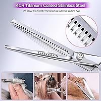 Vista 11 de Gimars 4CR - Tijeras 6 en 1 de acero inoxidable de aseo para mascotas, para perros, gatos y otros animales, resistentes con revestimiento de titanio.