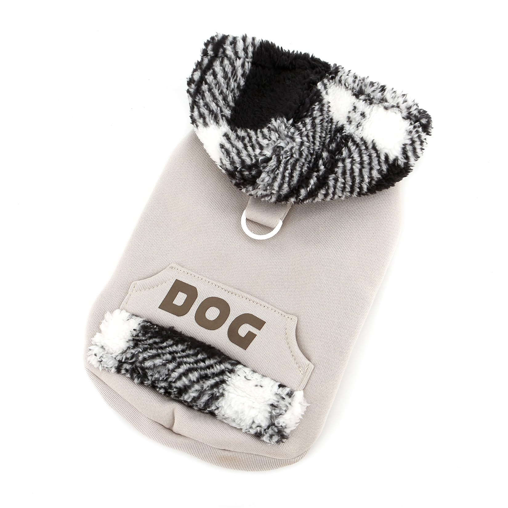 XHYRHTS Maglione in Pile per Cani con Cappuccio Scozzese Fuzzy per Razze XSmall Piccole, Caldo Pullover Senza Maniche con Anello a D e Tasca, Completo Invernale con Cappuccio per Cuccioli Gattini