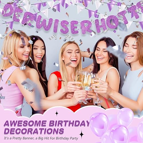 Miniatura 12 de Fulmoon Juego de 3 carteles de cumpleaños con purpurina para mujeres de 30, 40, 50, 60, 70, 80, cumpleaños, regalo (dorado)