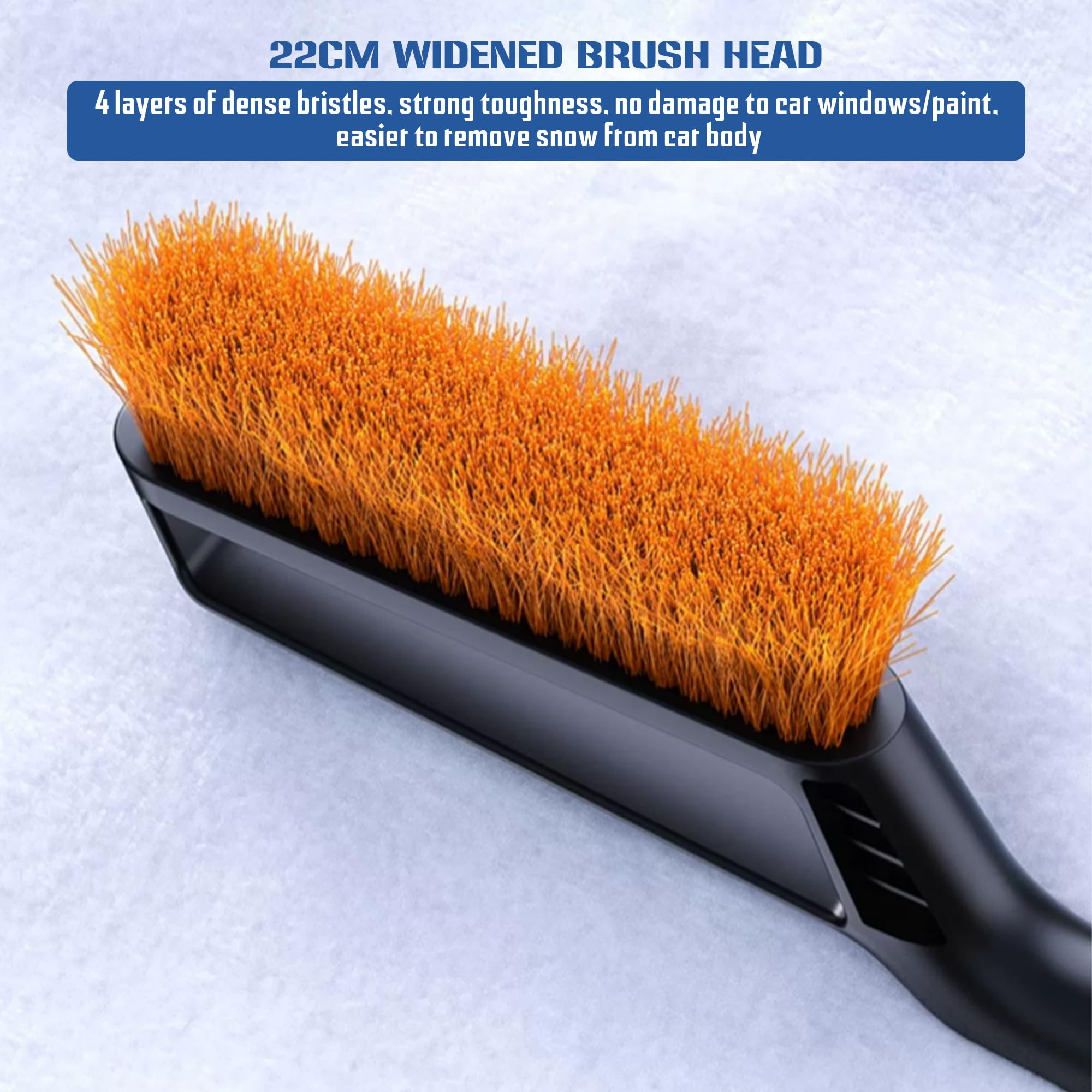 Cepillo de Nieve y rascador de Hielo para Coche con Agarre ergonómico de Espuma, Cepillo de Nieve de 68 cm para Quitar la Nieve, Mango de Aluminio Extensible, Pala de Nieve