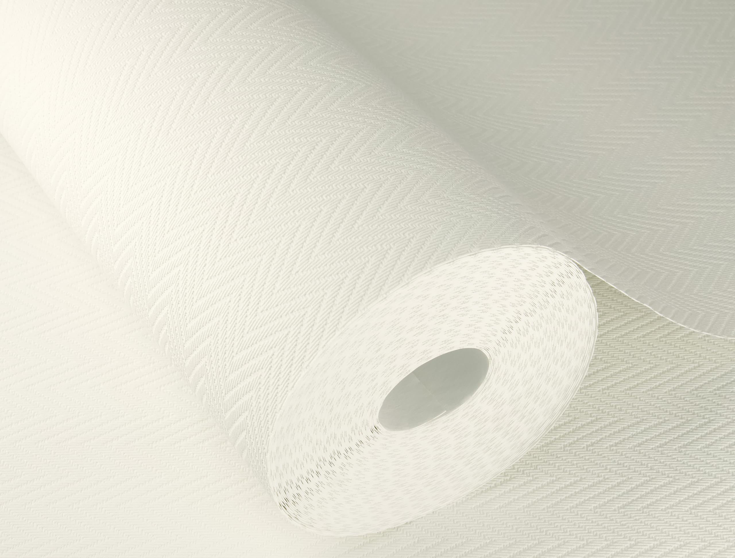 Rasch Tapeta z włókniny wzór w jodełkę – tapeta strukturalna w kolorze białym zapewnia spokojną atmosferę mieszkania – łatwe tapetowanie i malowanie – 25 m x 0,53 m