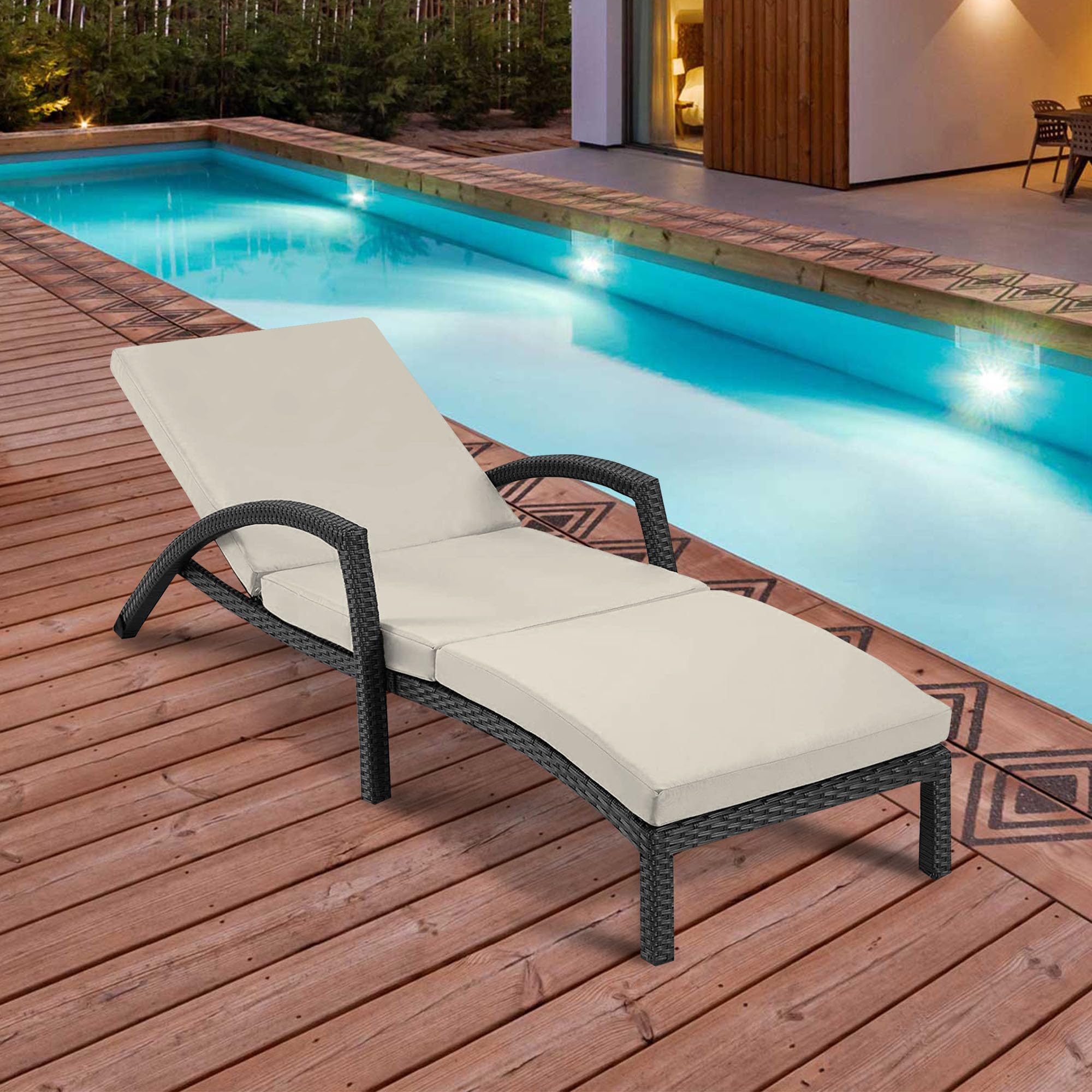 Ferocity Cuscino per lettino da giardino 192x58x4 cm pieghevole | Cuscino per lettino a rotelle resistente alle intemperie e lavabile con fodera rimovibile | Modello BEIGE [145]