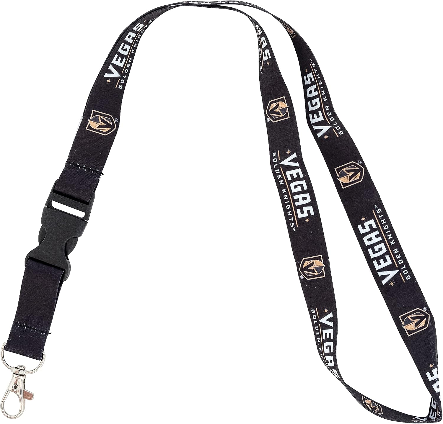 Desert Cactus Las Vegas Golden Knights NHL National Hockey League Car Keys ID Badge Holder Lanyard Keychain Detachable Breakaway Snap Buckle (Lanyard 2 - Black)