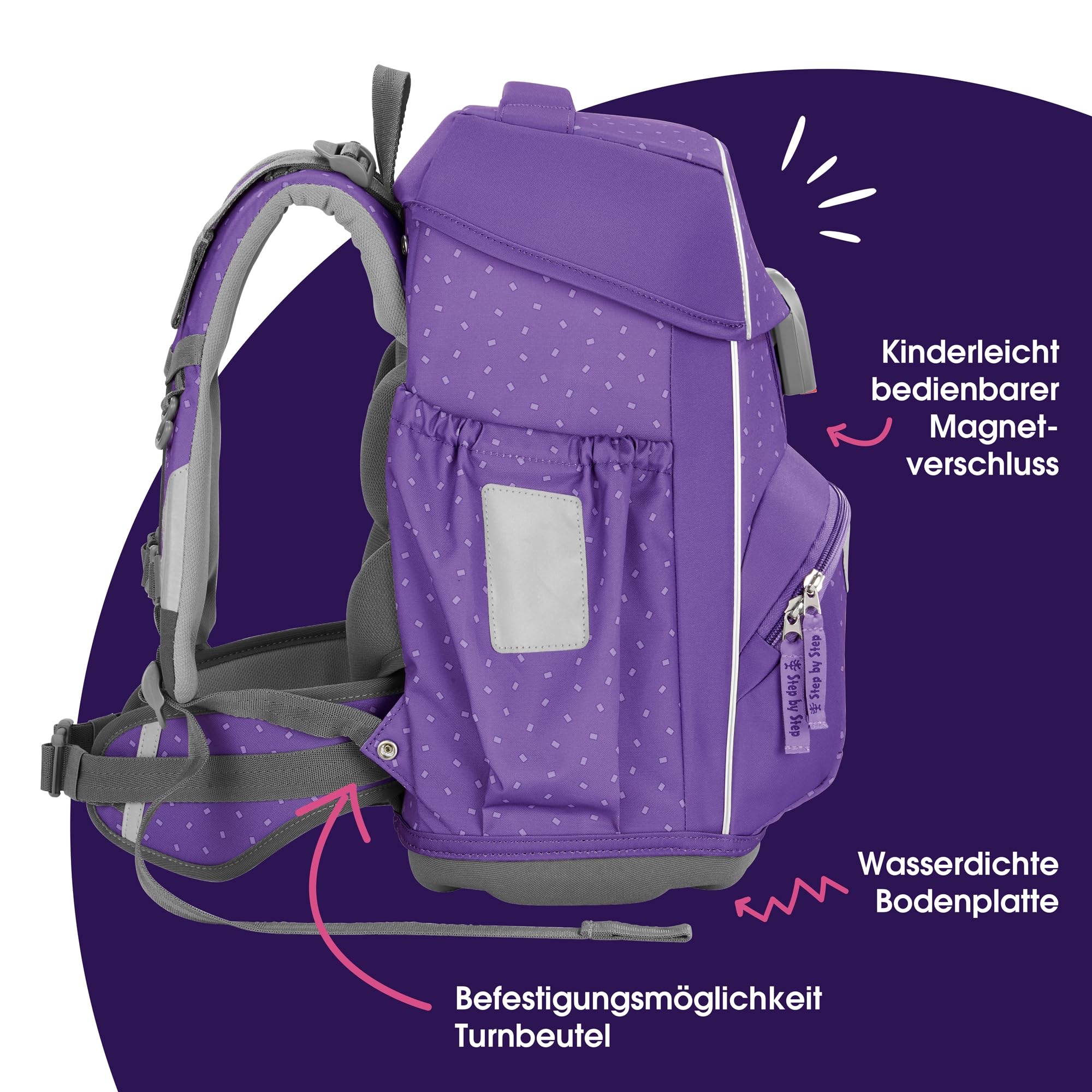 Step by Step Basis Schulranzen-Set 4-teilig Purple Konfetti