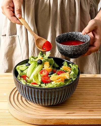 Miniatura 7 de Hasense Tazones de 3 cuencos de porcelana acanalados de 1.510.5 cuartos de galón para cocina, cocinar, hornear y servir cuencos de preparación para