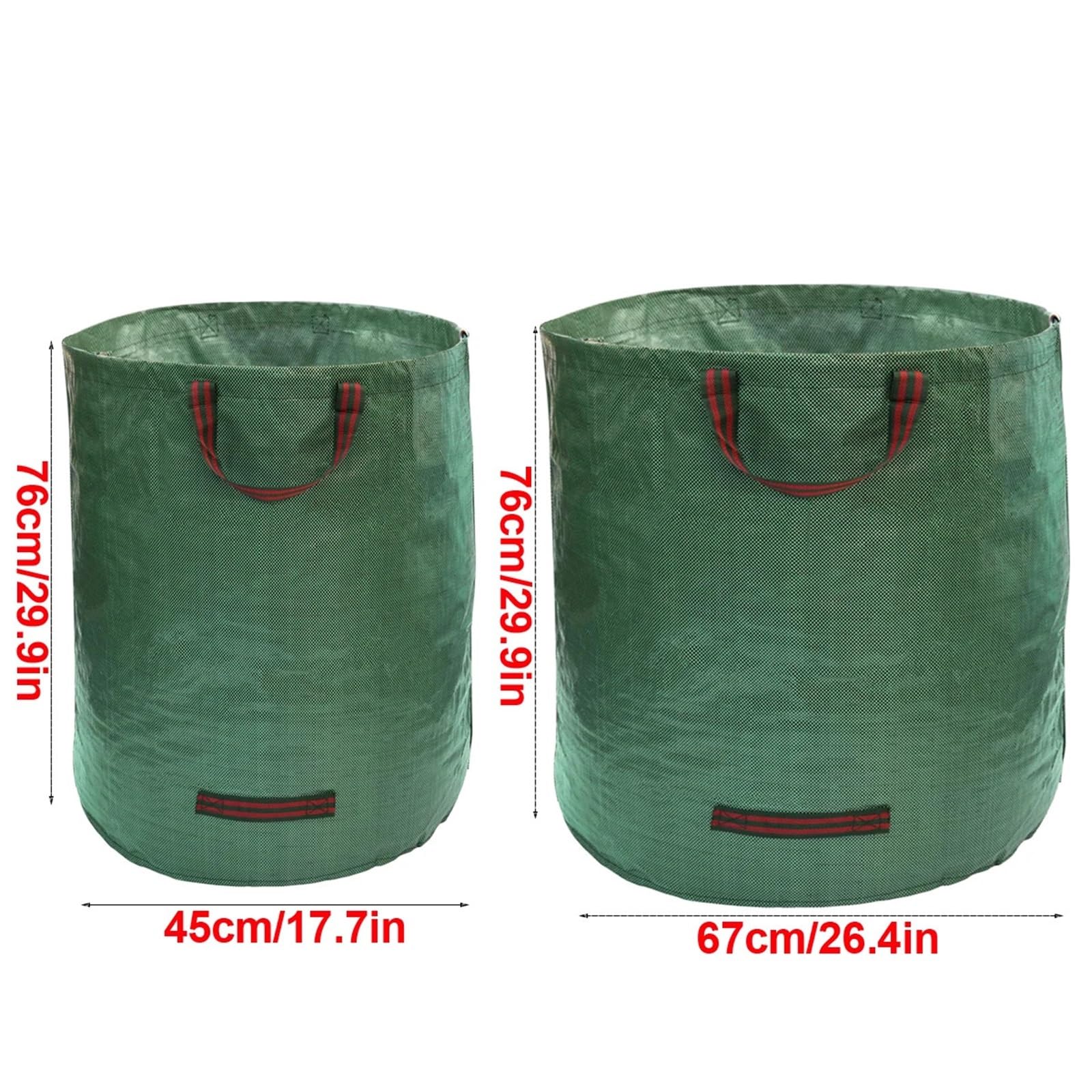2 Stück 32/72 Gallonen Gartenabfallsack, große Kapazität, Laubkorbsack mit Griff, wiederverwendbar/zusammenklappbar, Rasenmüllsack Für Grünschnitt Laub(272L)