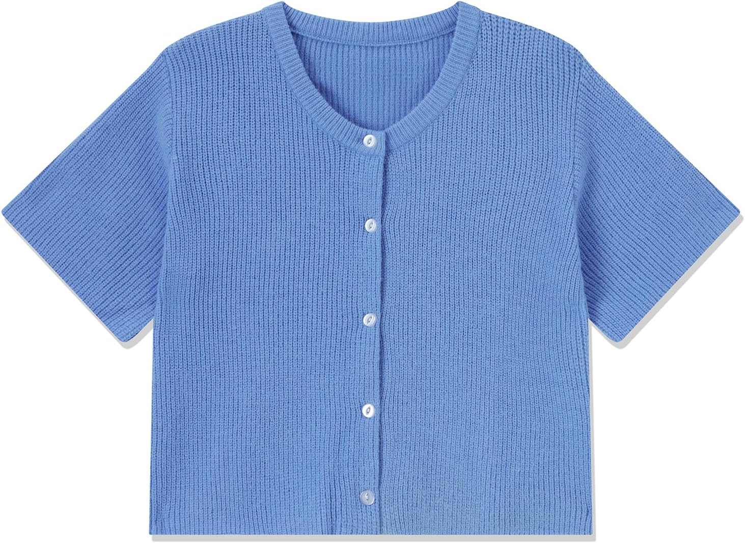 Women's Y2K Button Down Cardigans Shirts Summer Short Sleeve Knitted Blouse Top Going Out Cropped Knit Tops - Image 3