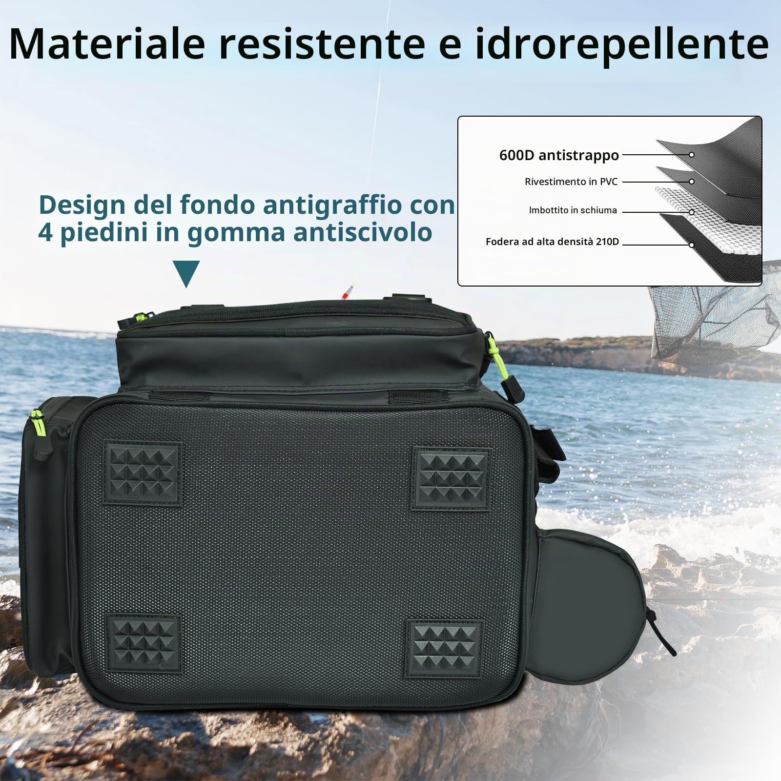 AUMTISC Borsa da pesca espandibile impermeabile grande capacità, borse scatola da pesca accessori